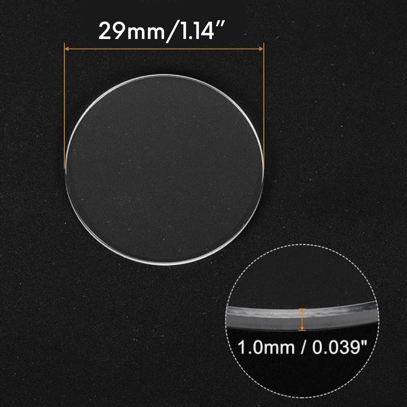 New 29 mm x 1 mm Watch Crystal – Flat Round Mineral Glass