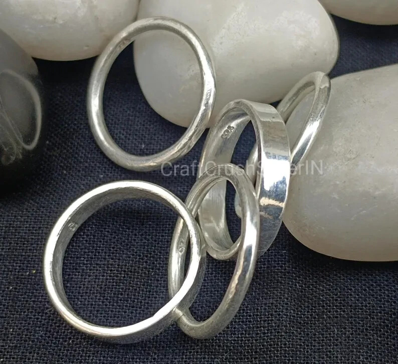 Set of 5 Sterling Silver Stacking Rings, Sterling Silver Stacking Ring All size
