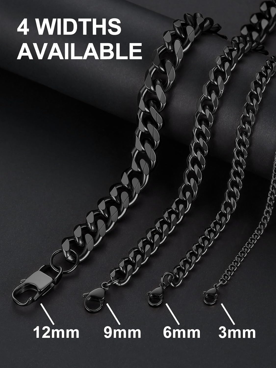 3Mm/6Mm/9Mm/12Mm Miami Curb Cuban Link Chain for Men Women, 316L Stainless Stee