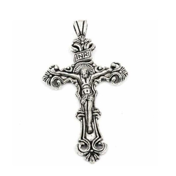 925 Sterling Silver 3D Christian Jesus Christ Cross Catholic Crucifix Necklace