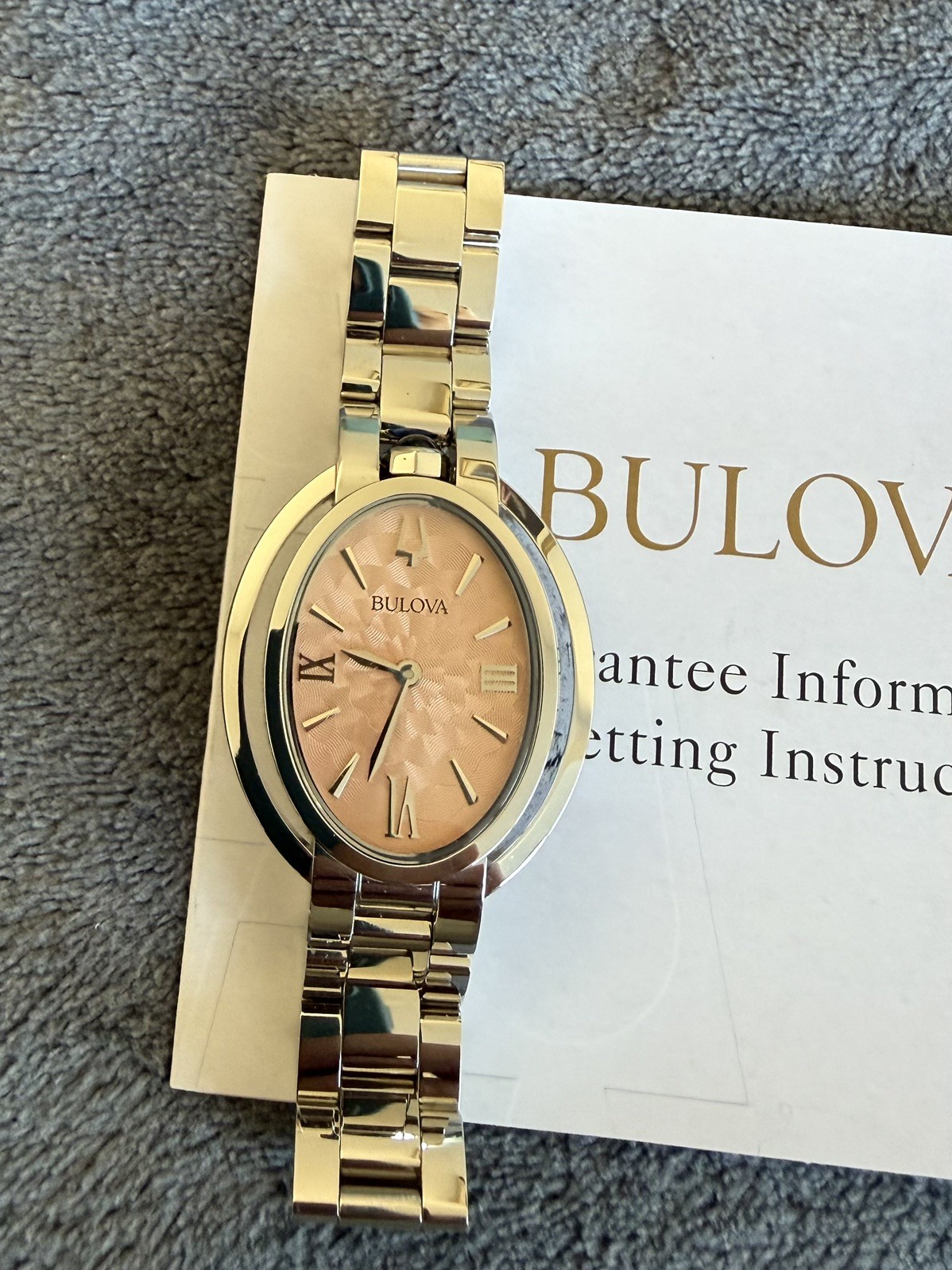 Bulova 96L331 Rubaiyat Oval Pink Dial Stainless Steel Bracelet Women’s Watch