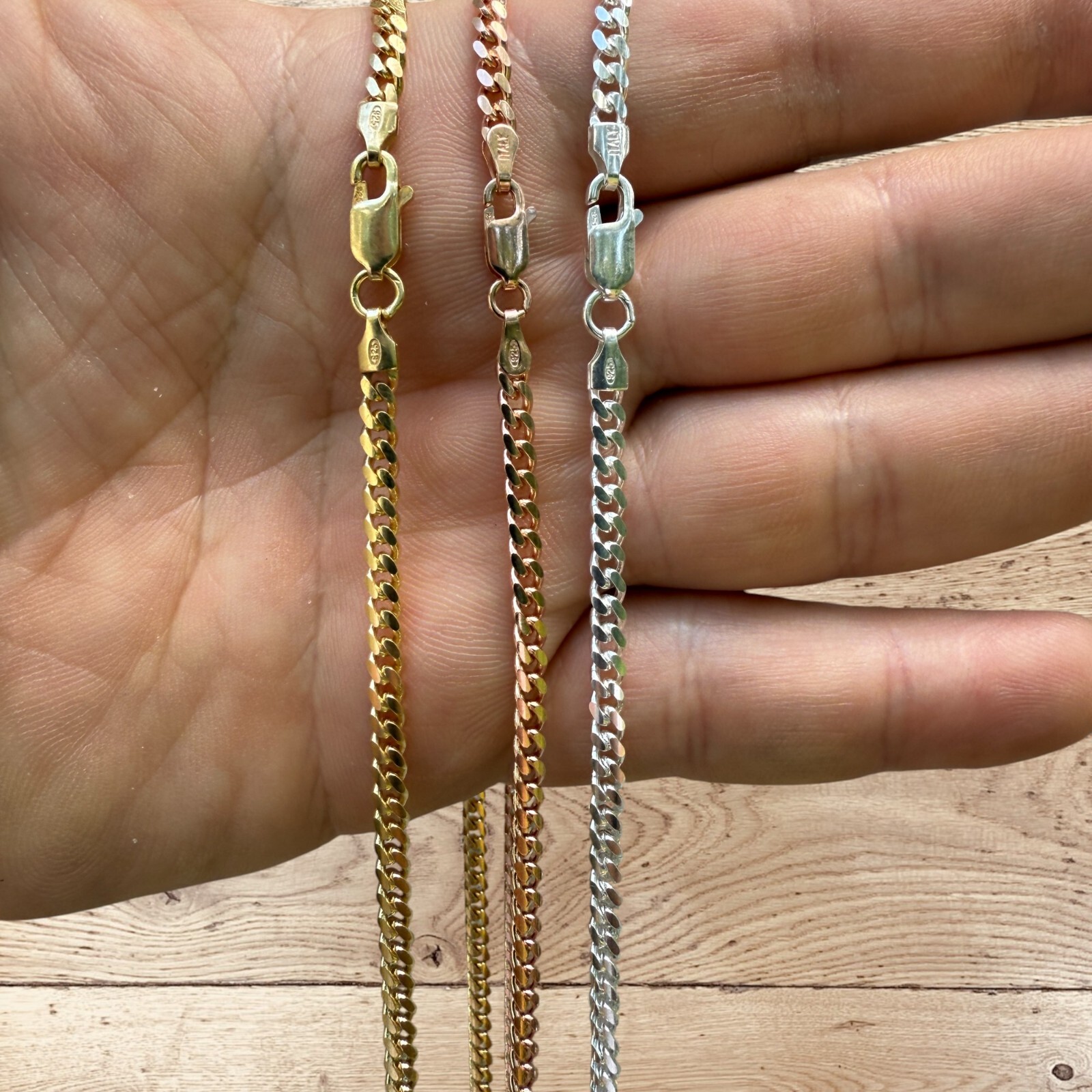3.5mm Miami Cuban Chain- 925 Sterling Silver, 14k Gold Vermeil, 14k Rose Vermeil