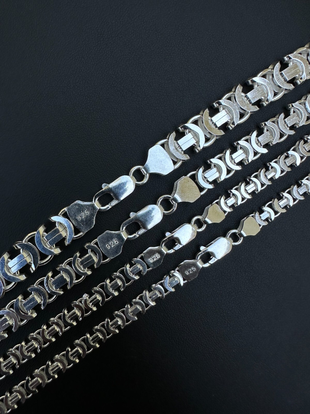 Real Solid 925 Sterling Silver Flat Byzantine Chain Mens Necklace Or Bracelet