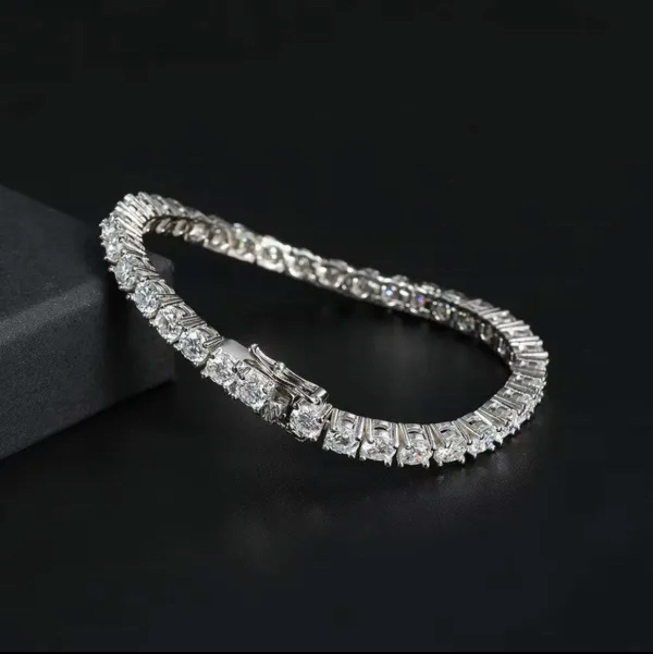 925 Sterling Silver 4.8mm 7 Inch Moisannite Tennis Bracelet