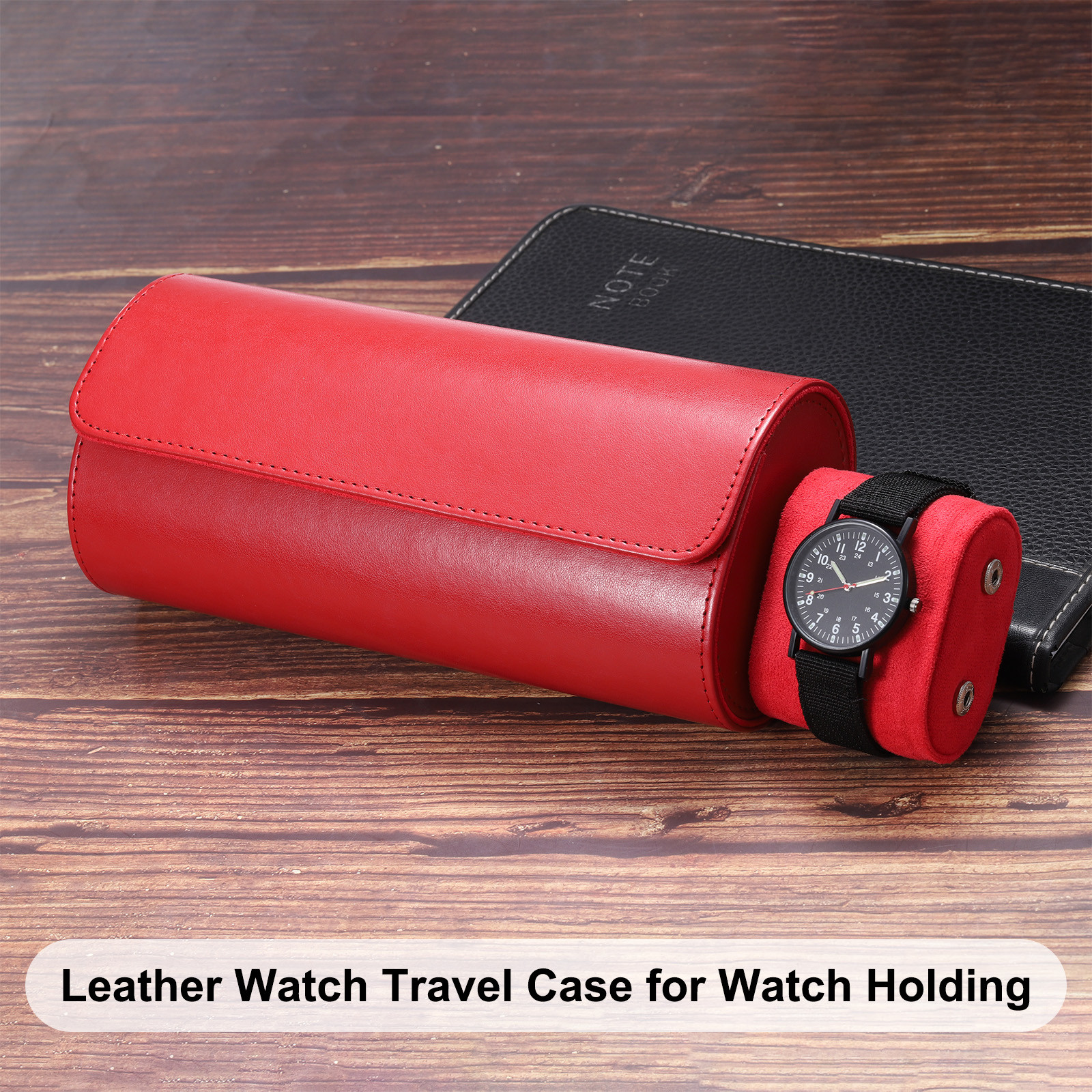 Leather Watch Travel Case for Men Women Watch Holding, 3 Slot, Green