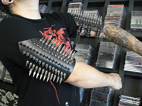 LEATHER SPIKED ARMBAND.BLACK METAL…(MDLA0070)…..URGEHAL