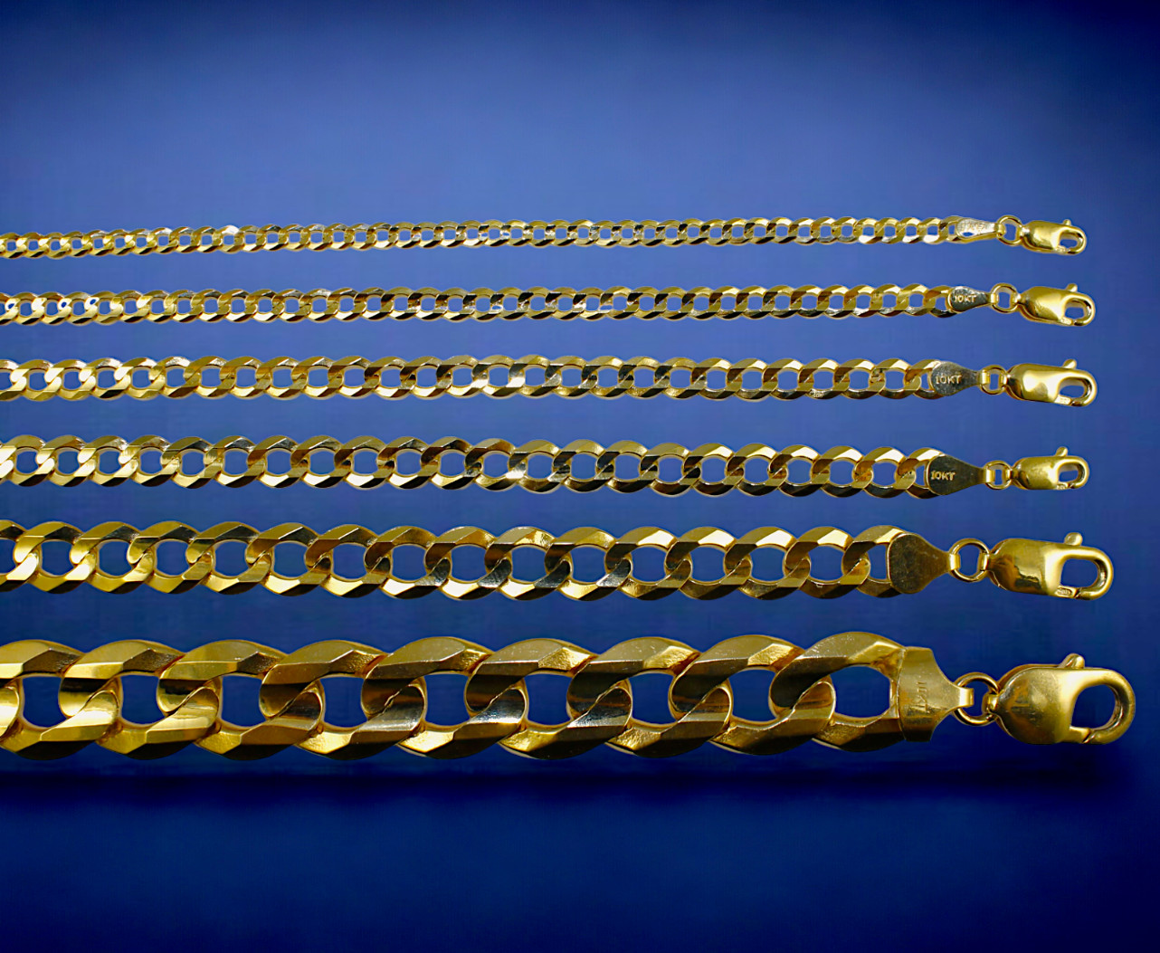 10K Yellow Gold SOLID Curb Cuban Necklace Bracelet Chain Link Real 2-9mm 7″-30″