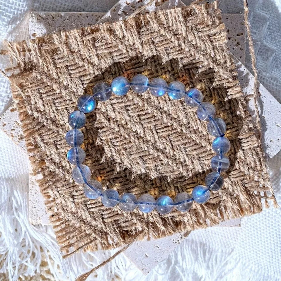 Moonstone Stone Bracelet Natural 7-8mm Gemstone Stretch Energy Bracelet Gift