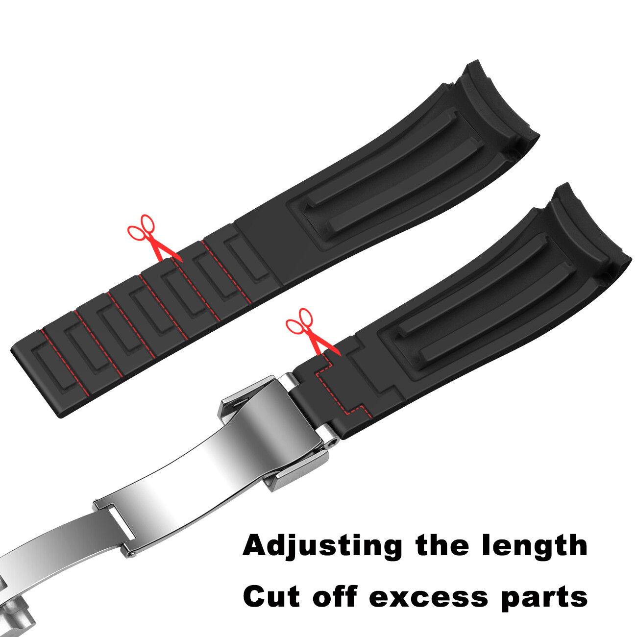 New 18 20 21 22mm Curved End Silicone Watch Bands Soft Rubber Replacement Strap