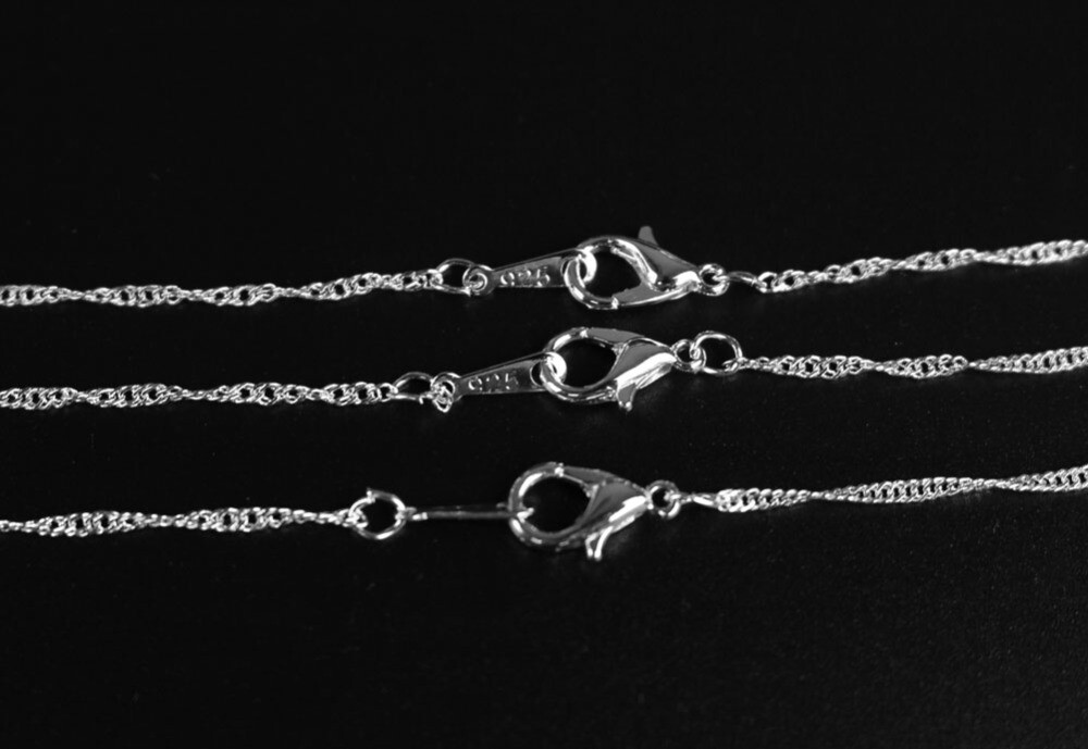 10pcs/lot 2mm 925 Silver Plated Water Wave Chain Necklaces 16″ 18″ 20″ 24″