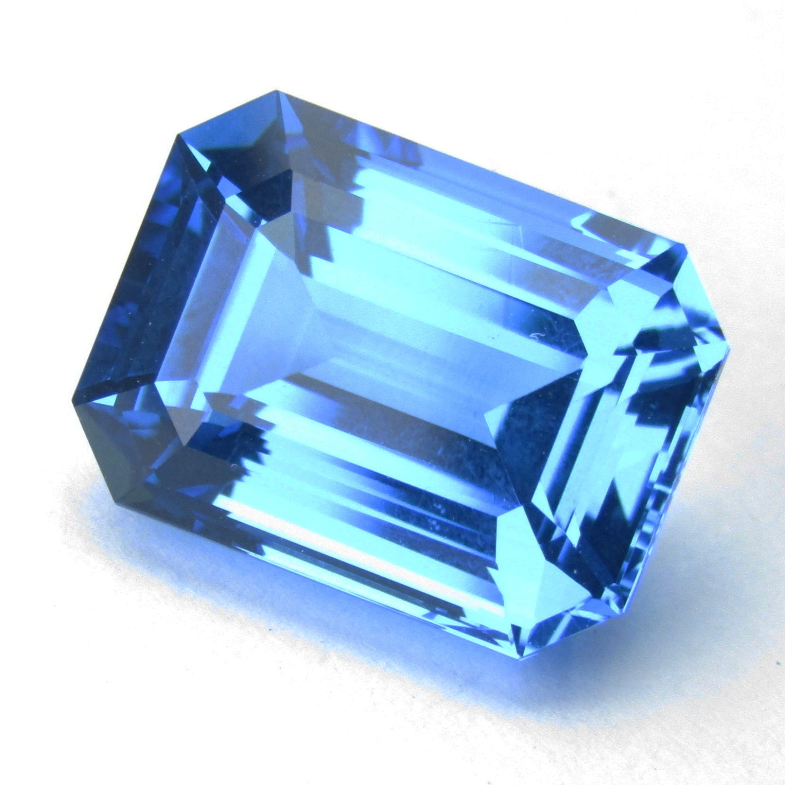 11.13Cts Ravishing Natural Swiss Blue Topaz 14.1×10.5×7.9mm Emerald Cut Gemstone