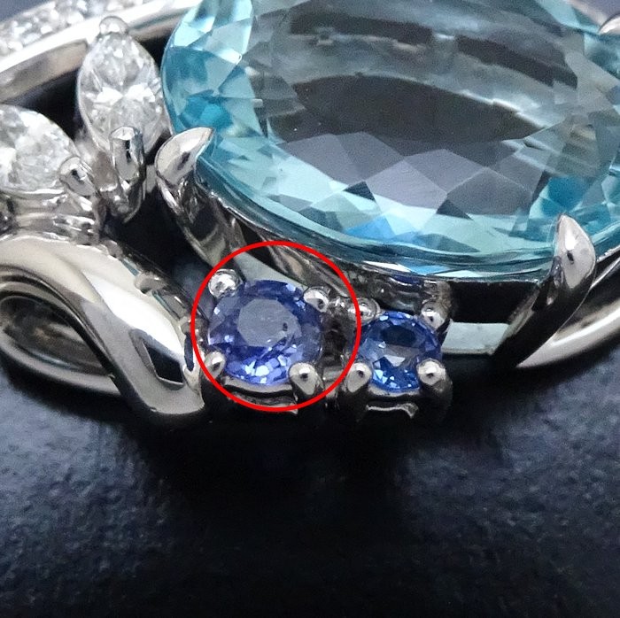 Irradiation Blue Topaz Platinum900 Necklace Diamond Sapphire /74838