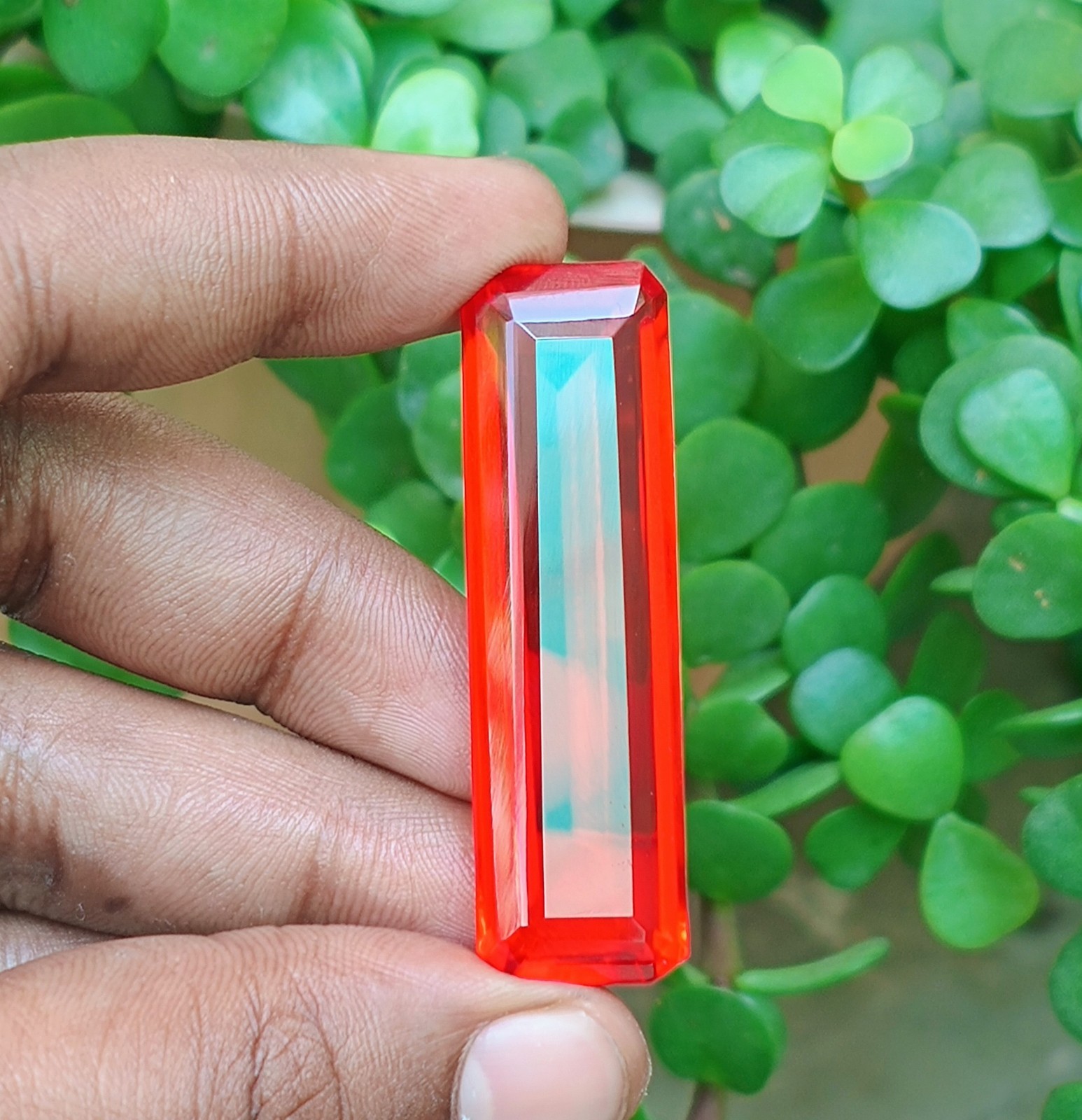 80 Ct Flawless Red Orange Topaz Baguette Cut Certified Loose Gemstone SEE VIDEO