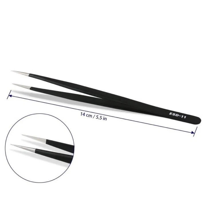6Pcs ESD Anti-static Tweezers Set Maintenance Repair Stainless Steel Tools Kit