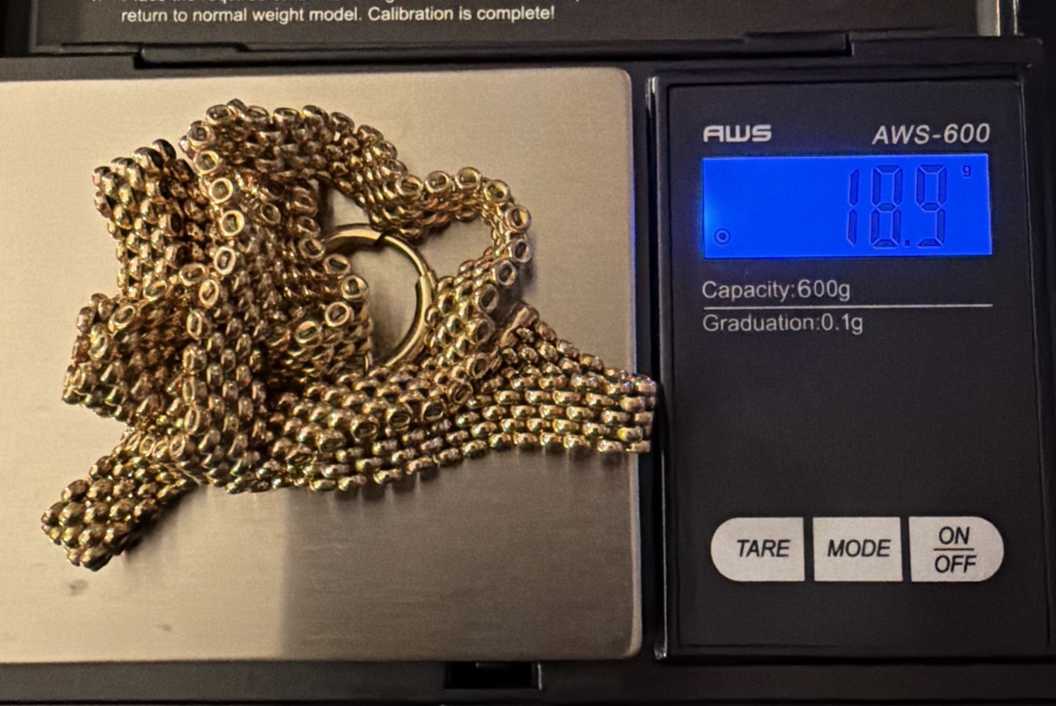 1/20 12k YELLOW GOLD FILLED POPCORN MESH CHAIN NECKLACE 19” – 18.9 Grams