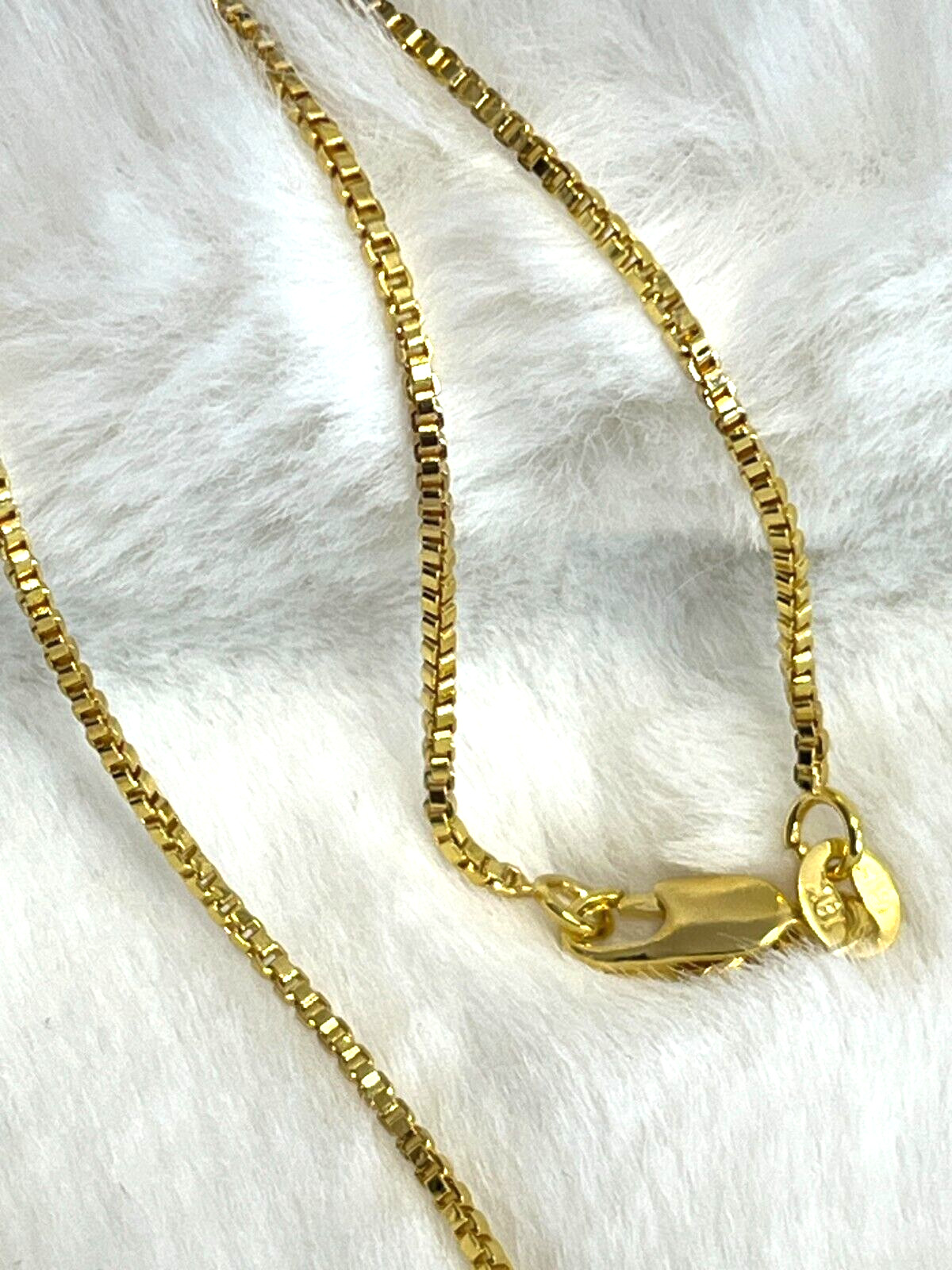 SHARP!! STAMPED 18K GOLD FILLED 1.6mm BOX CHAIN 22″ LONG FITS PENDANT NECKLACE