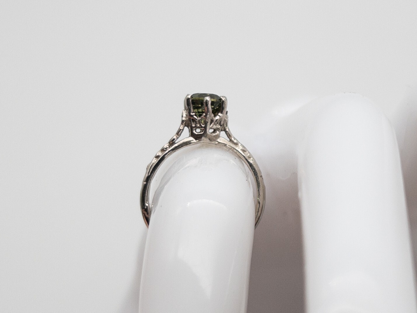 Estate $2400 Certified NO HEAT Blue Green Sapphire 14k White Gold Wedding Ring