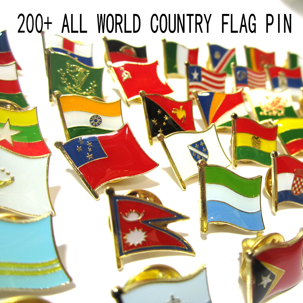 200+ COUNTRY National Country Flag Lapel Pin Badge Brooches Metal with Box