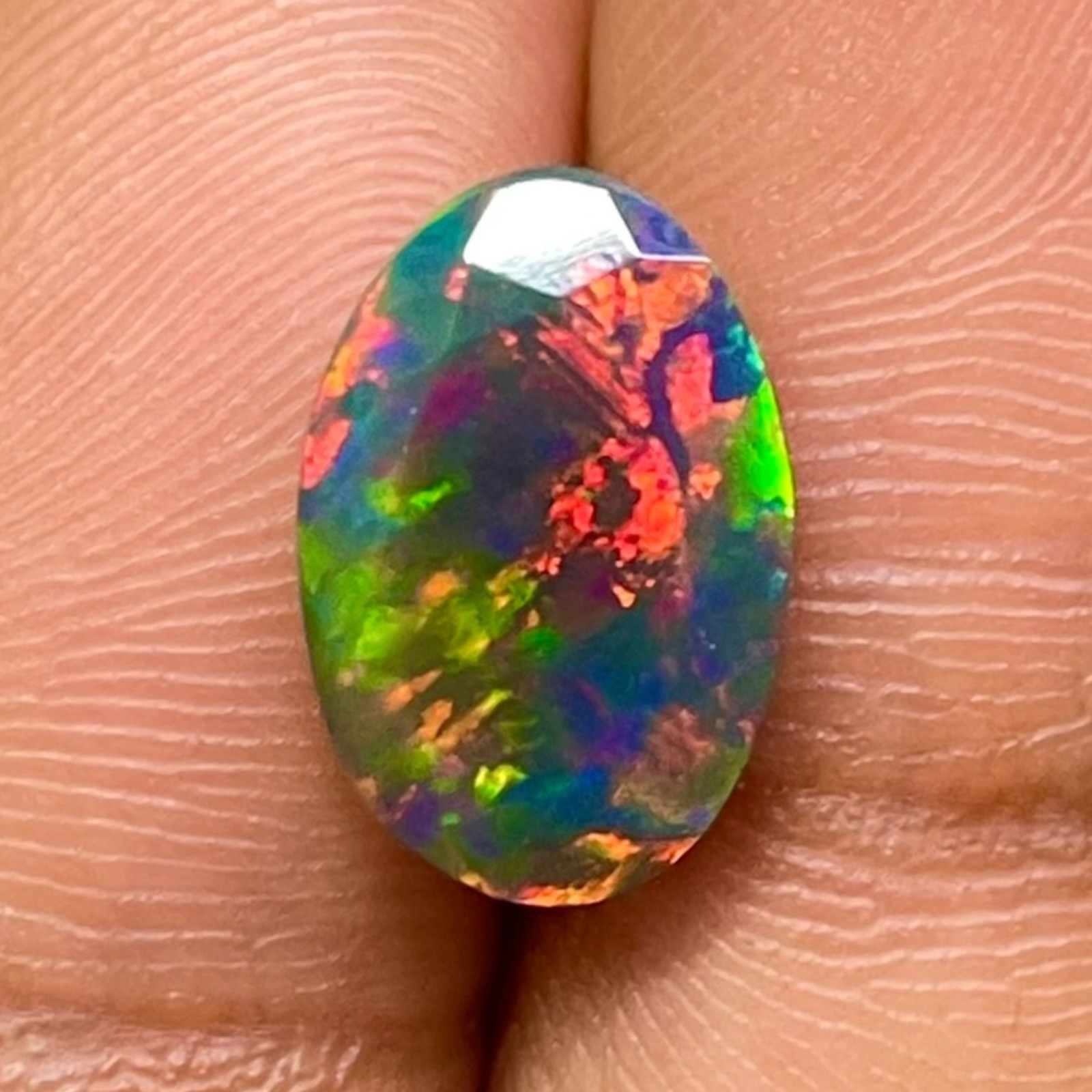 2.25 Cts Natural Black Opal 12x8mm Oval Cut AAA+ Quality Flashy Loose Gemstone