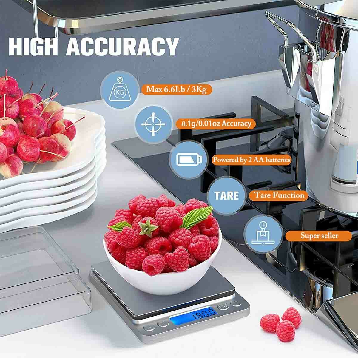 3000g x 0.1g Gold Silver Coin Gram Pocket Size Herb Grain,Food Scale