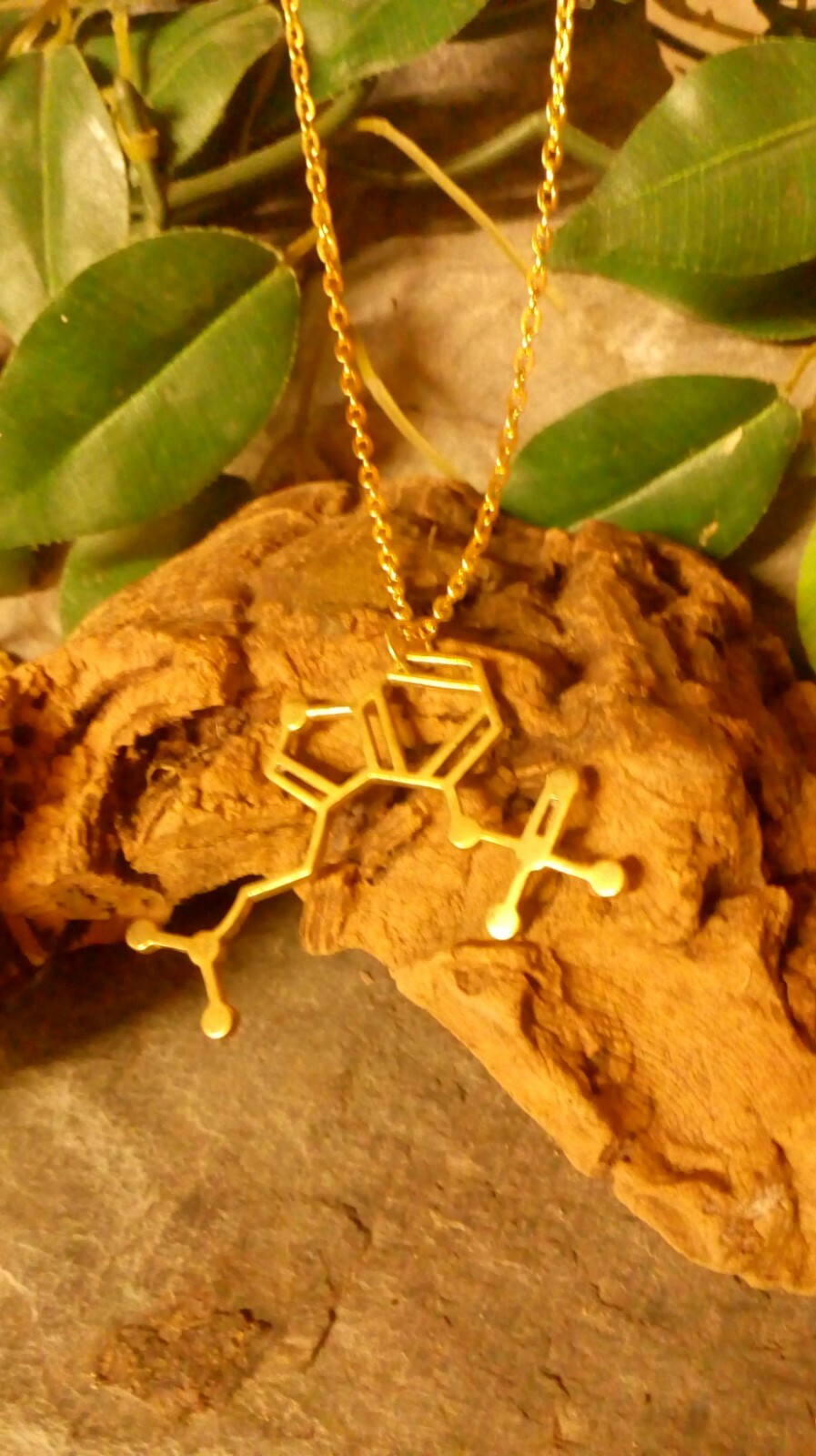 DOPAMINE SEROTONIN Molecule DNA genetic structure pendant necklace BRASS India
