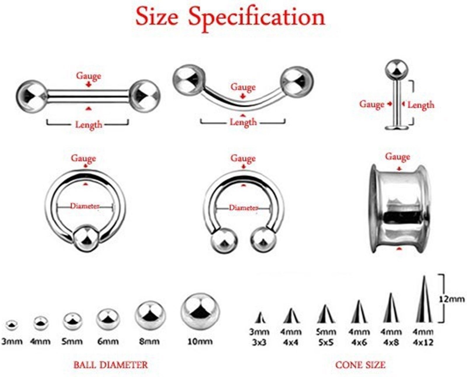 Horseshoe Ear Eyebrow Lip 16 Gauge 7/16″ Front Facing Clear 4mm Gem Balls Stee *