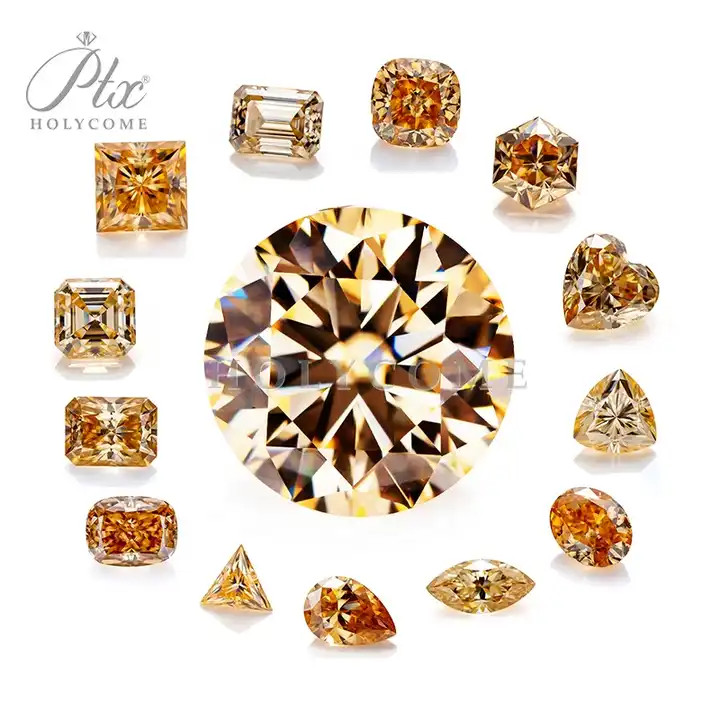 Champagne 0.5-3ct Multiple Shapes Moissanite Loose Stone VVS1 Wholesale Price