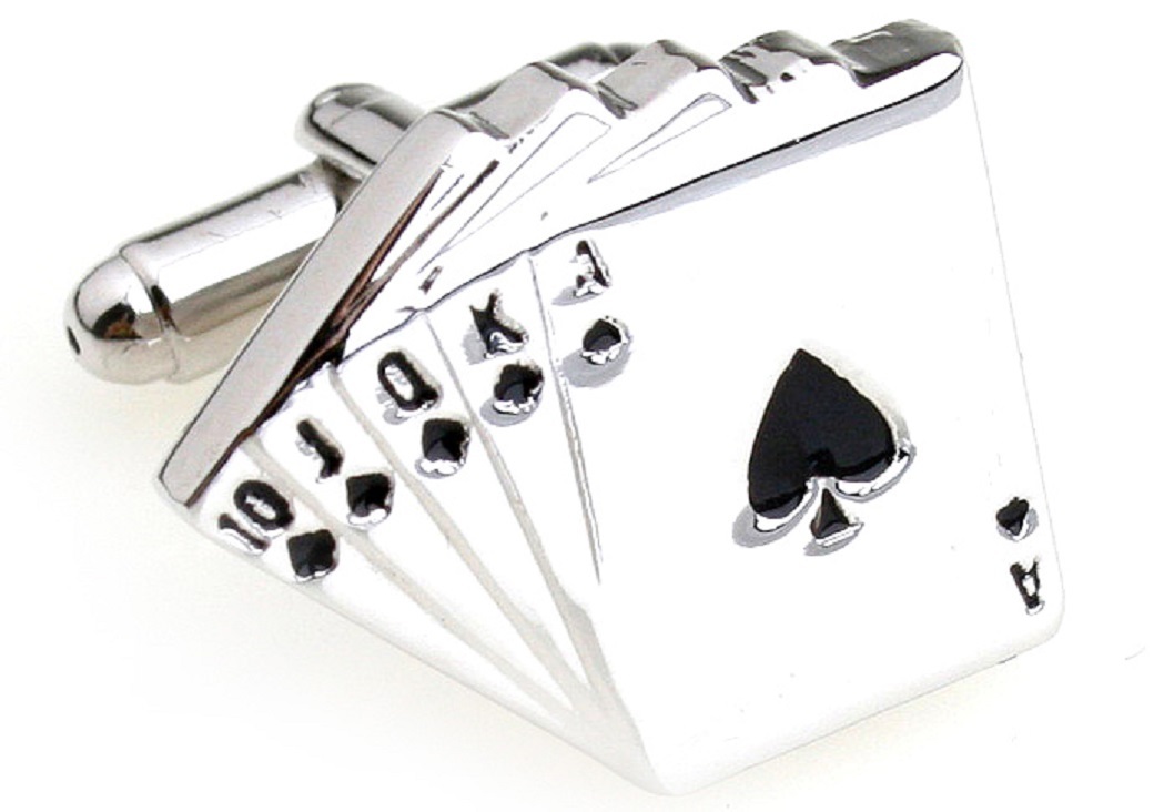 MRCUFF Royal Flush Pair Cufflinks Poker Casino FREE FAST SHIPPING IN USA