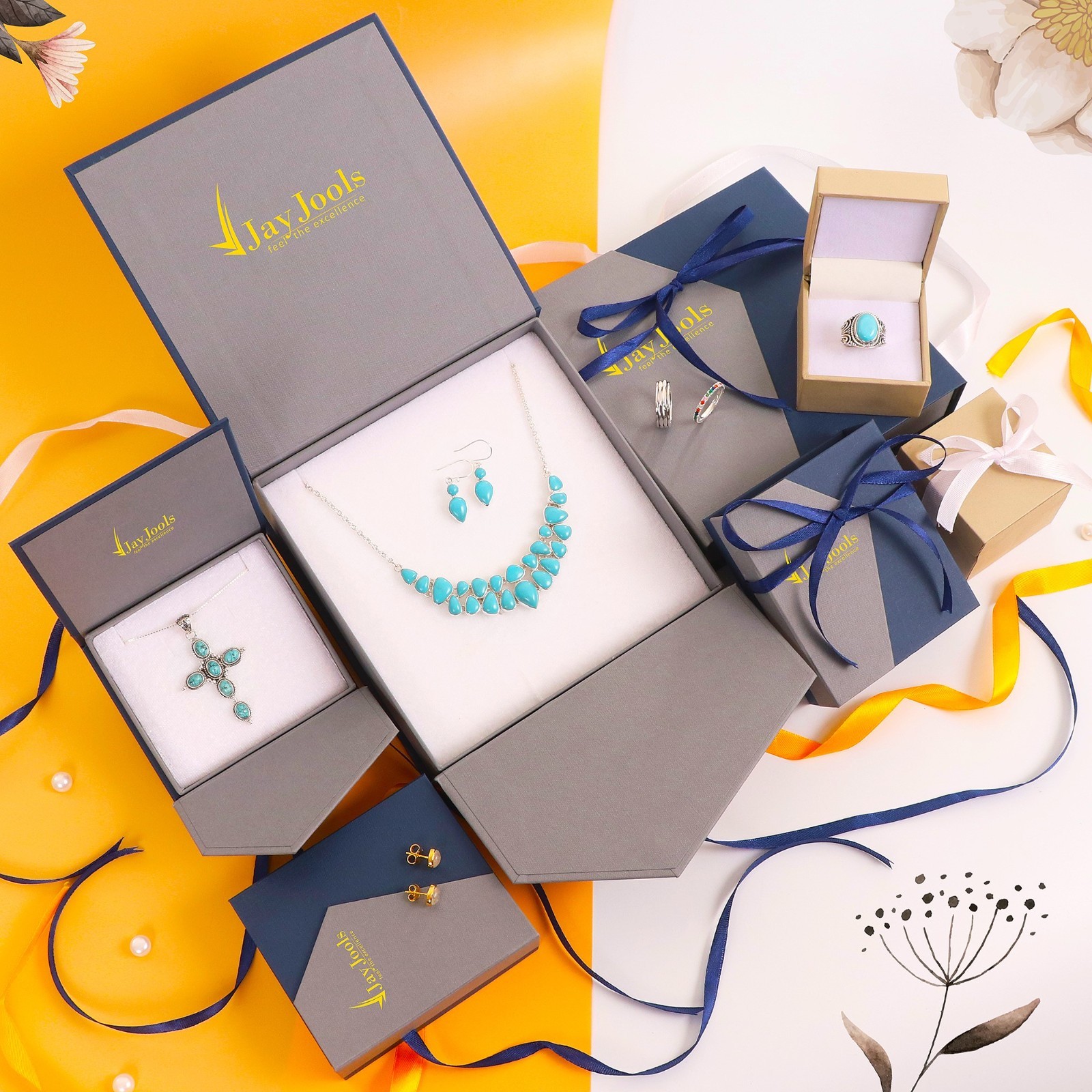 Arizona Turquoise Earrings 925 Silver & 18K Gold Plated Studs for Her
