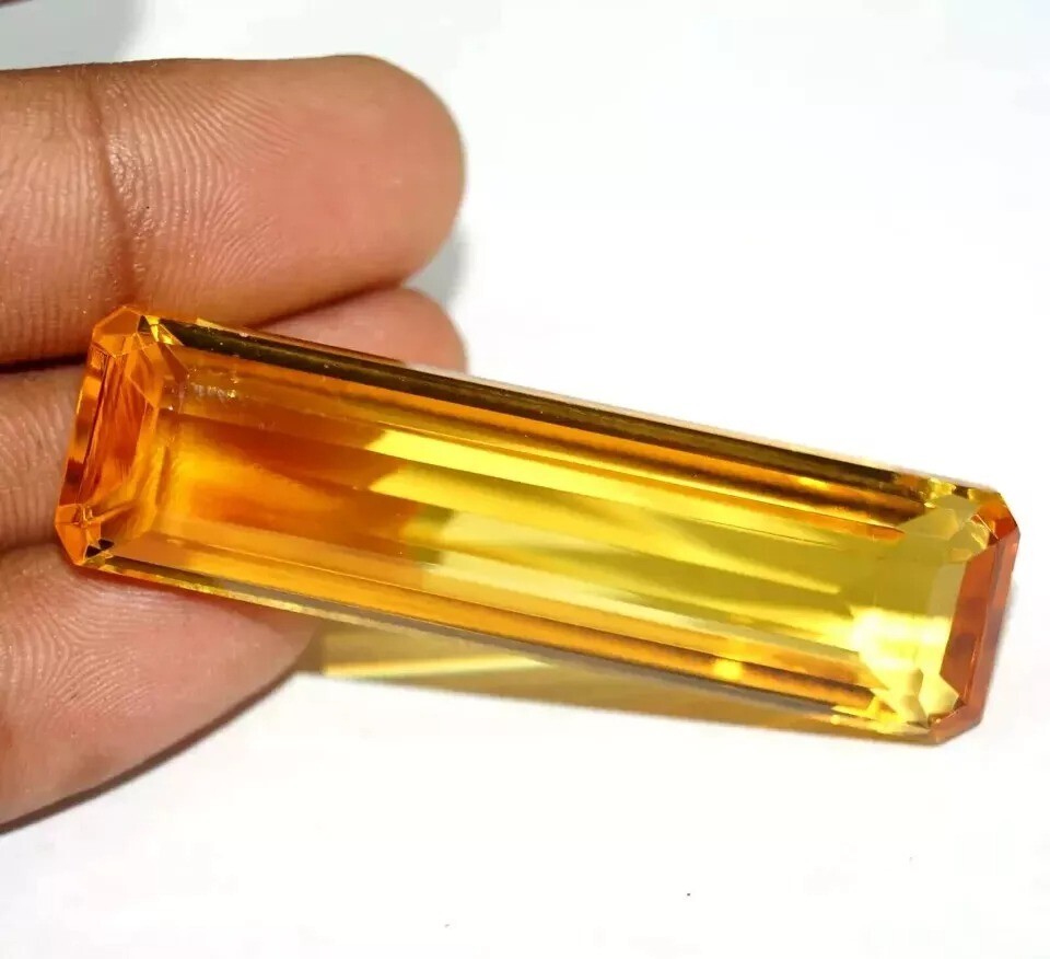 Yellow Citrine Emerald Cut Natural Brazilian 92-94 Ct Loose Gemstone Certified