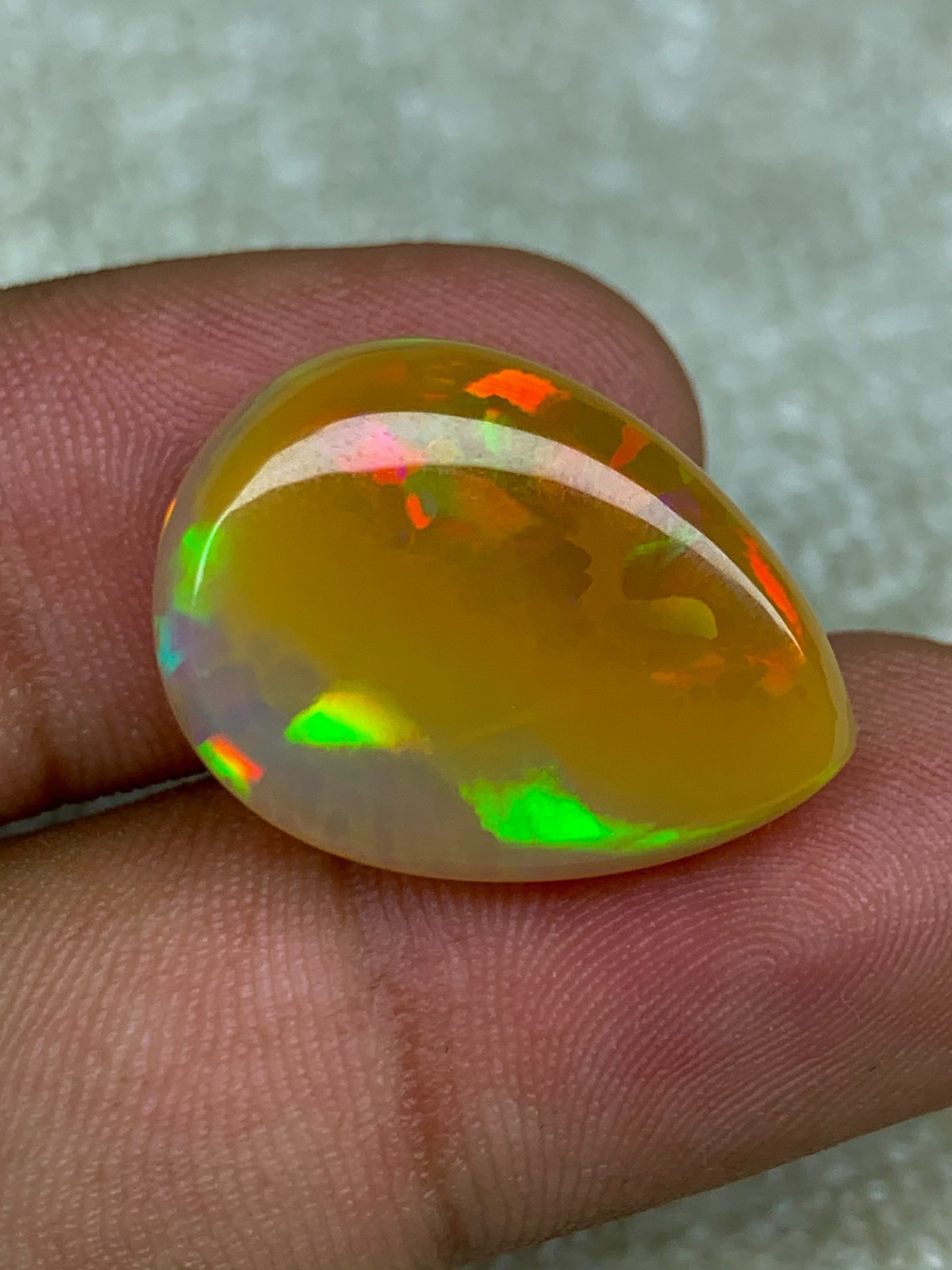 Natural Ethiopian Honeycomb Opal 13.80 Carat Pear Cabochon Collector Grade Gem