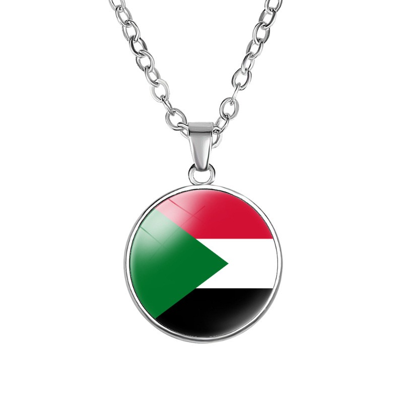 African Flags Round Pendant Necklace Egypt, Kenya, Nigeria, Ethiopia, South Afri