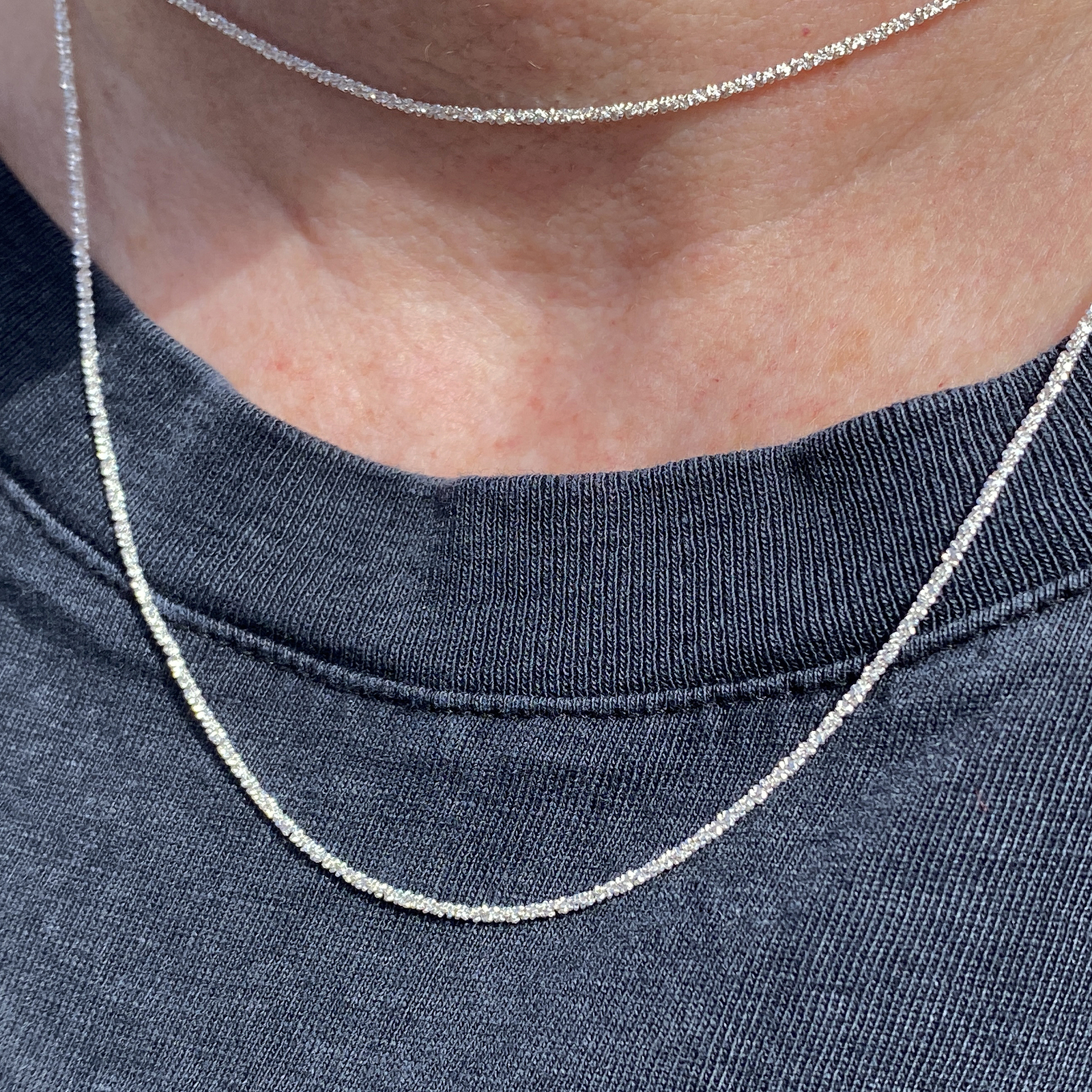 Solid 925 Silver Sparkle D/C Cut Margarita Box Rope Chain Necklace 1MM 14″-24″