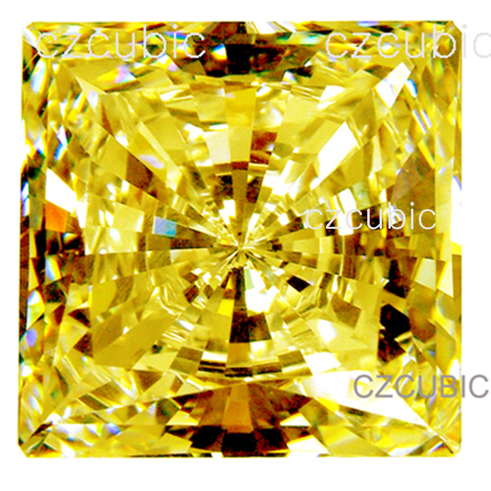 CUBIC ZIRCONIA SUPER QUALITY SQUARE/ SQ STONE 7 STAR YELLOW COLOR CZ U.S SHIPER