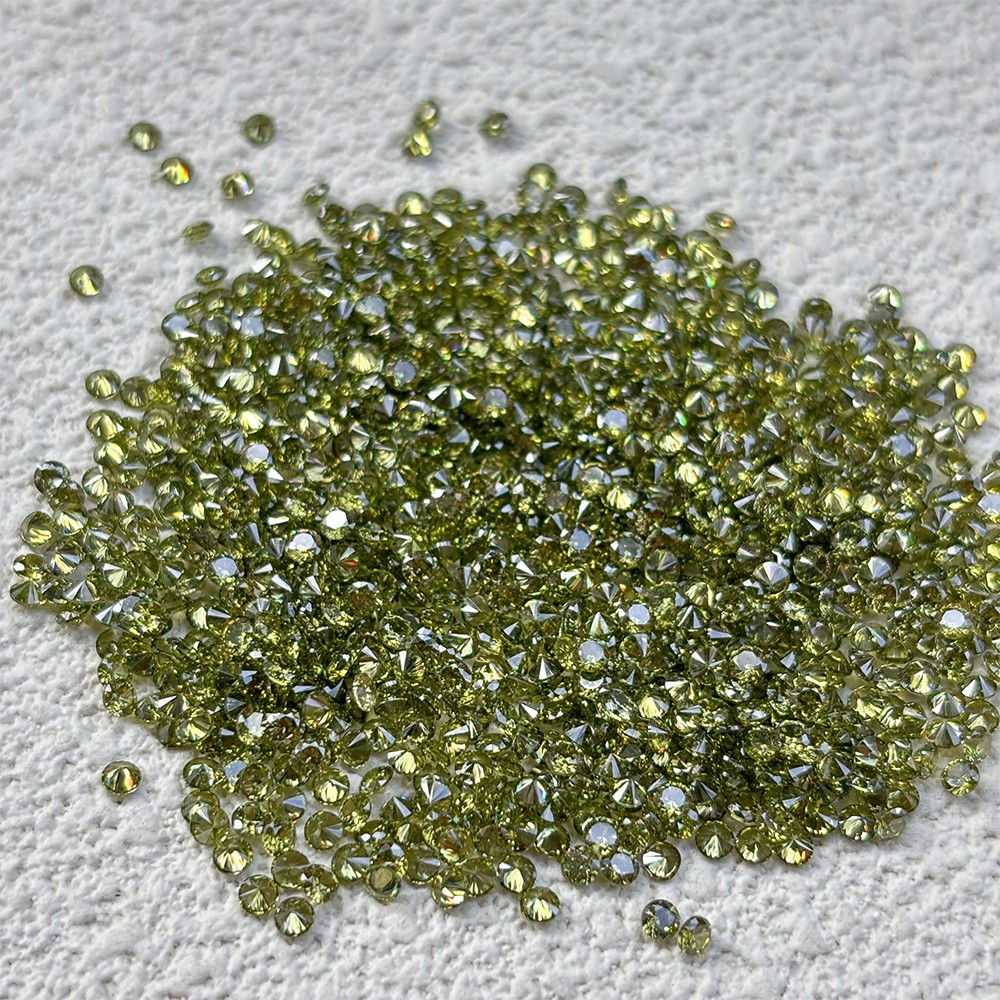 High Quality Loose Zirconia 1000pcs Olive Yellow Round 0.8mm-10mm for Jewelry
