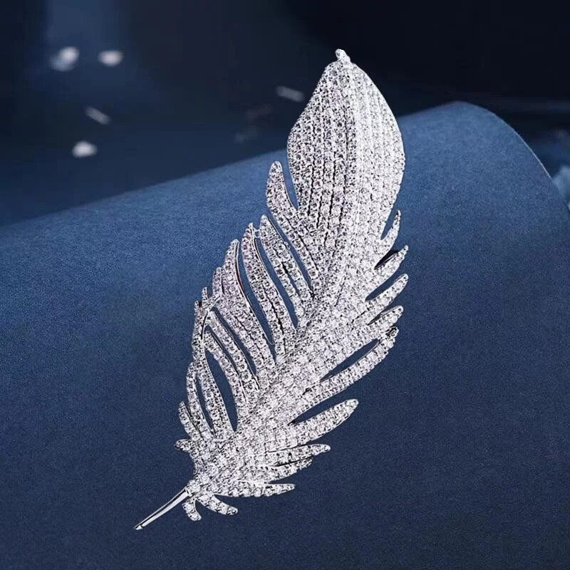 3PCS Women Feather Rhinestone Brooches Jewelry Clothing Suit Pins Accessories