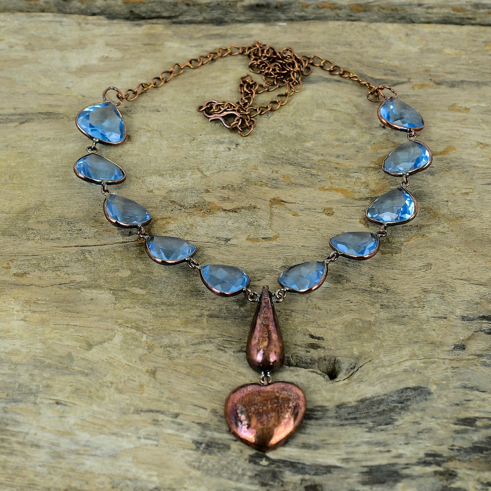 Tanzanite Quartz Copper Gift For Mother Electroformed Adjustable Necklace 18.0″