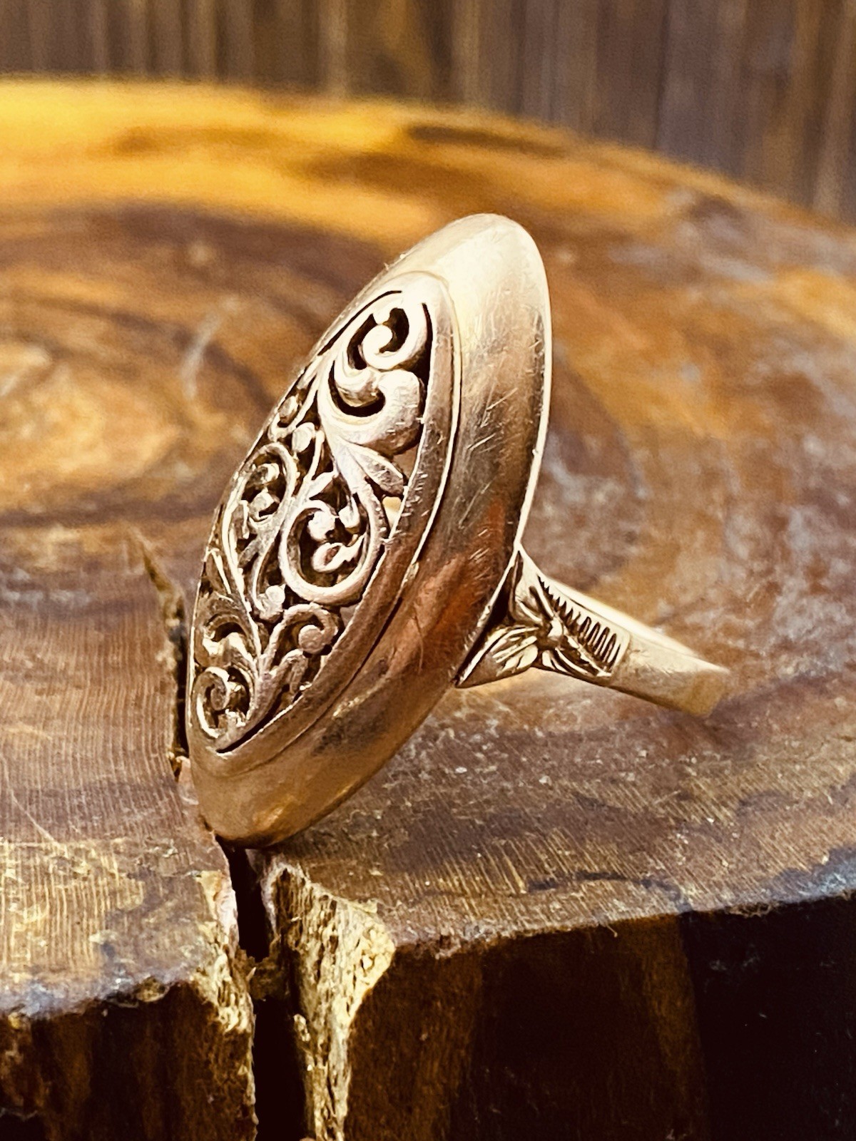 USSR Vintage Original Solid Rose Gold Ring 583 14K 1980th #7948
