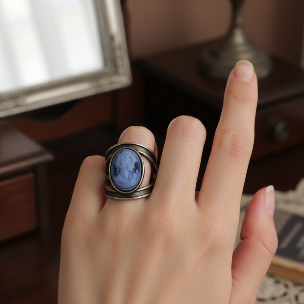 10pcs Vintage Cameo Rings Bulk Antique Bronze Plated Lady Cameo Assorted Jewelry