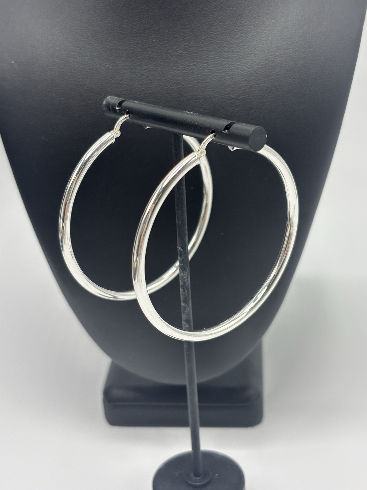 Sterling Silver Hoop Earrings 925 Statement Fine Jewelry 6.80g 2”