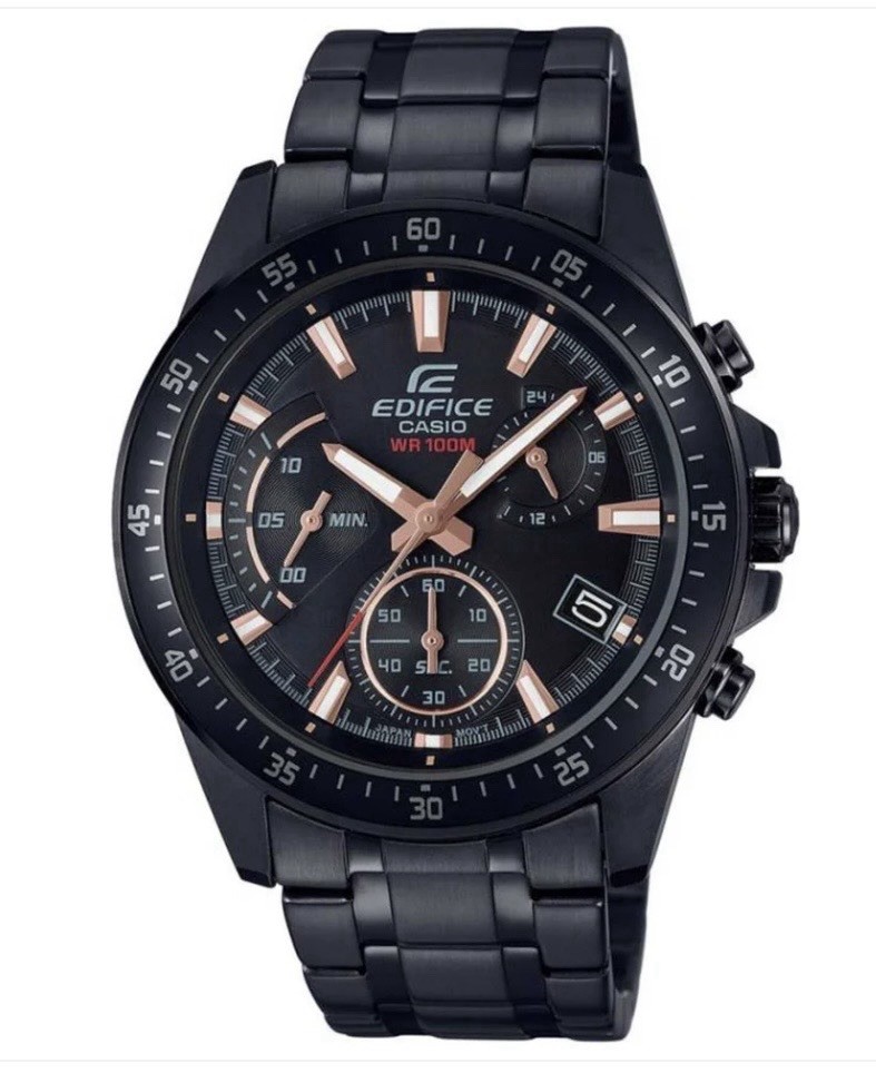 Casio Edifice Men’s Chronograph Date Quartz 100m Black Dial Steel Bracelet