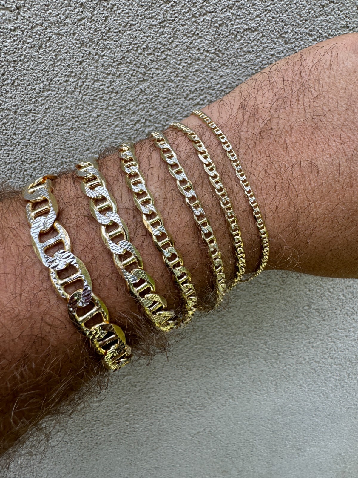 925 Sterling Silver 14k Gold Plated Two Tone Diamond Cut Mariner Link Bracelet