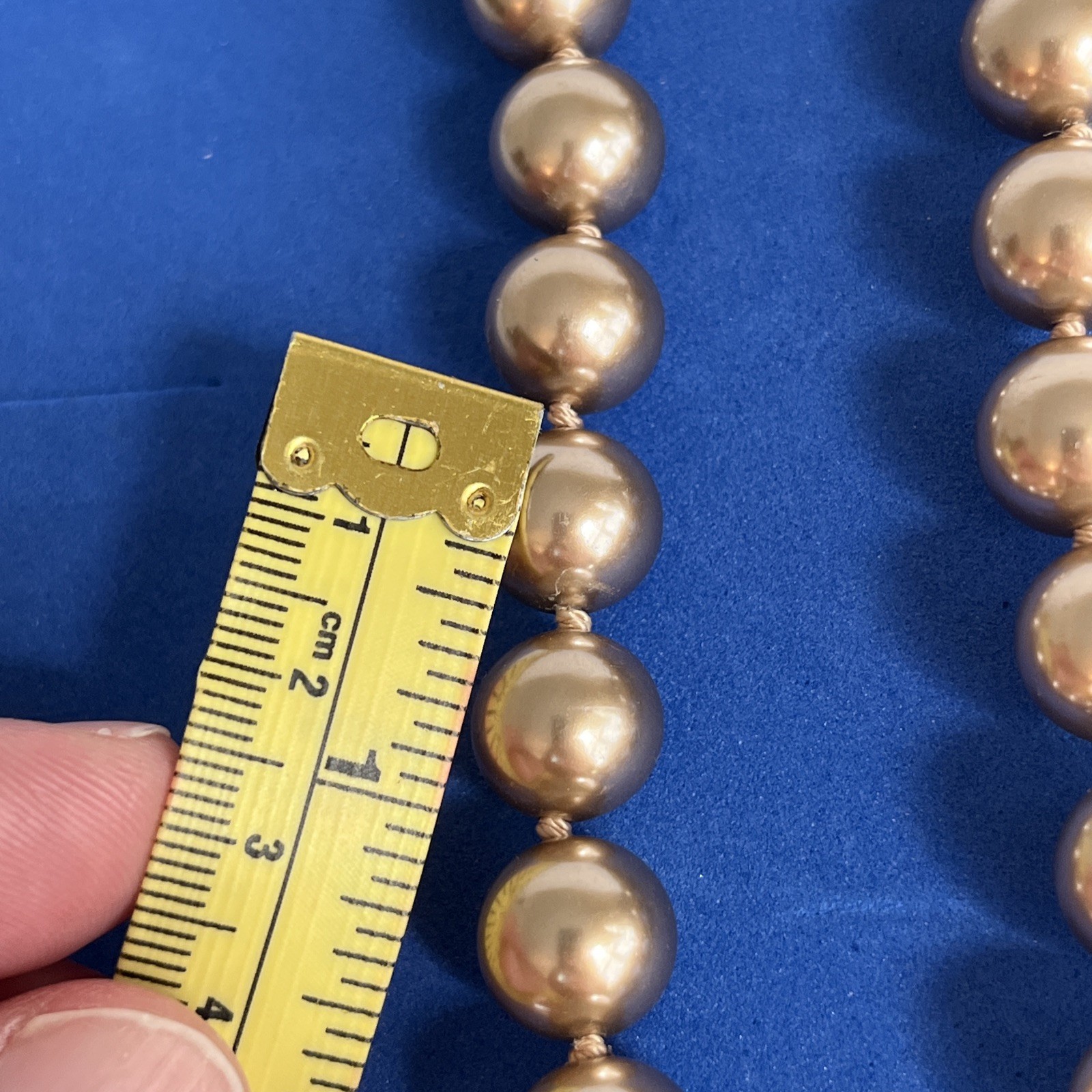 Vintage Light Chocolate 18” Glass Faux Pearls RMN Signed Good Condition