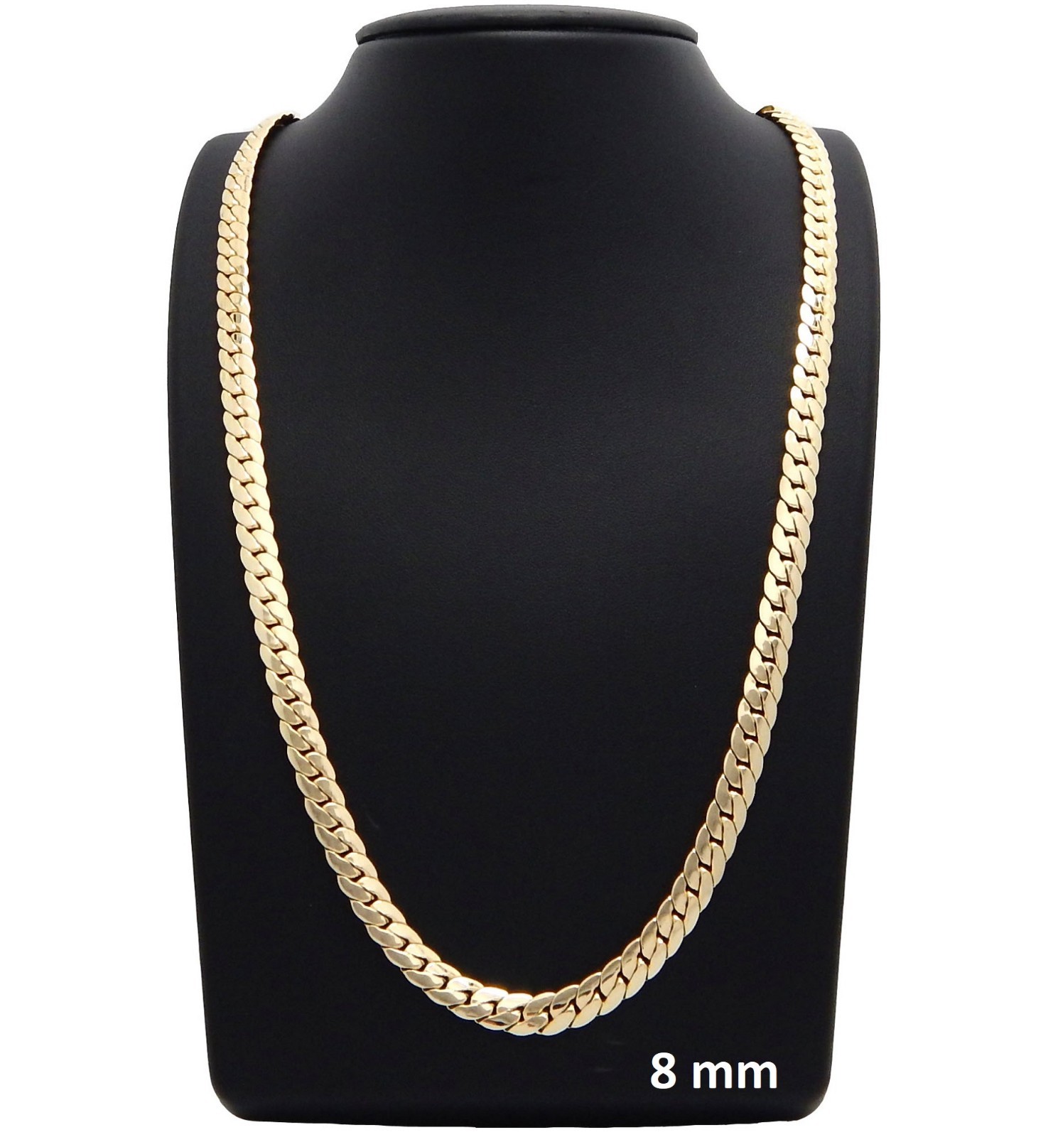 Miami Cuban link Chain 4mm to 12mm Necklace Bracelet 14k Gold Plated 20″ 24″ 30″