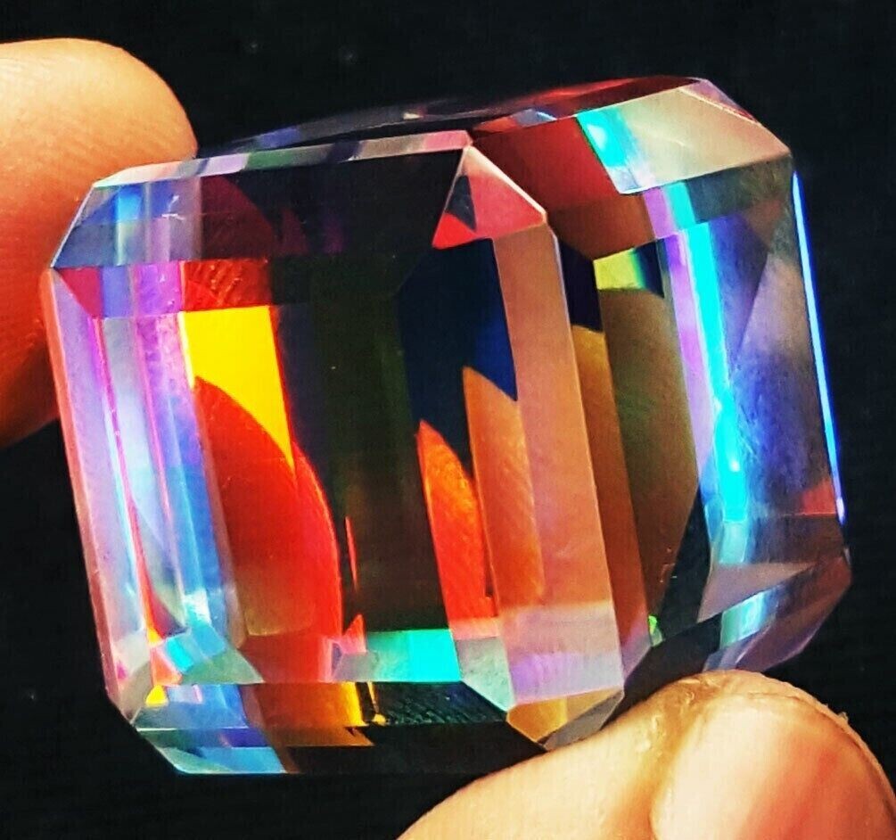 Certified 200 Ct Natural Cube Cut Rainbow Color Mystic Quartz Loose Gemstone 1
