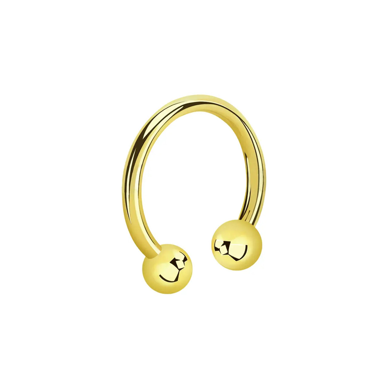 14K Gold 16G Horseshoe Septum Nose Hoop Ring Circular Barbell Threadless Push In