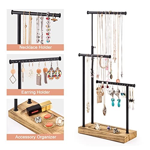 Jewelry Organizer Stand, Extra Tall Necklace Holder carbonized black and black