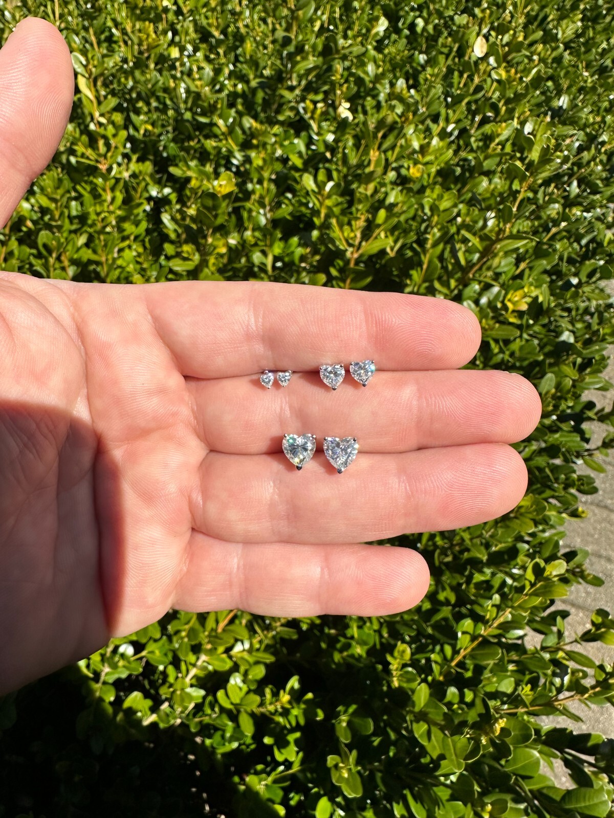 Real Moissanite Solitaire Stud Earrings Heart Shaped Fancy Cut 925 Silver 3-7mm