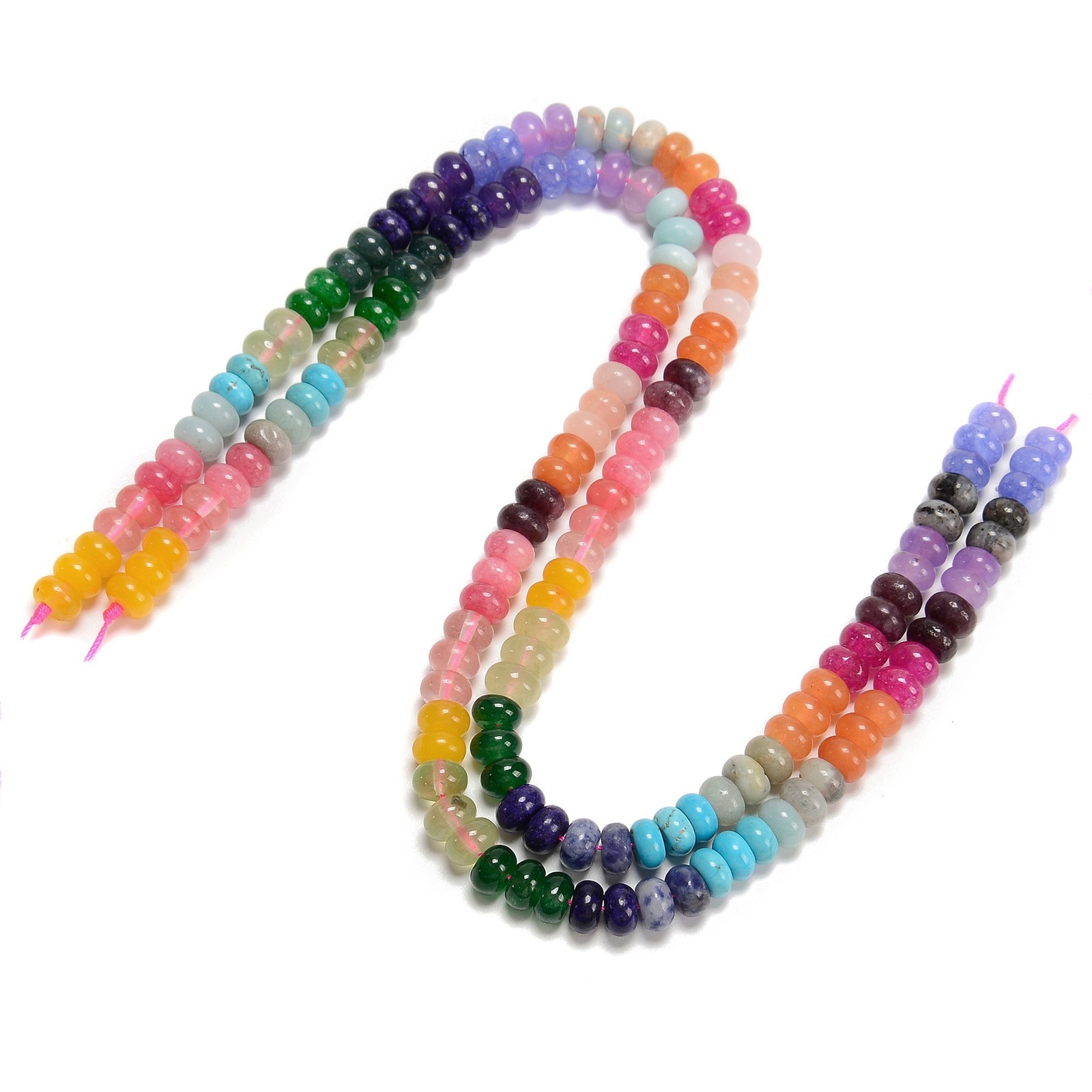 10-Multi-color Gemstone Smooth Rondelle Beads Size 5x8mm 15.5” Strand