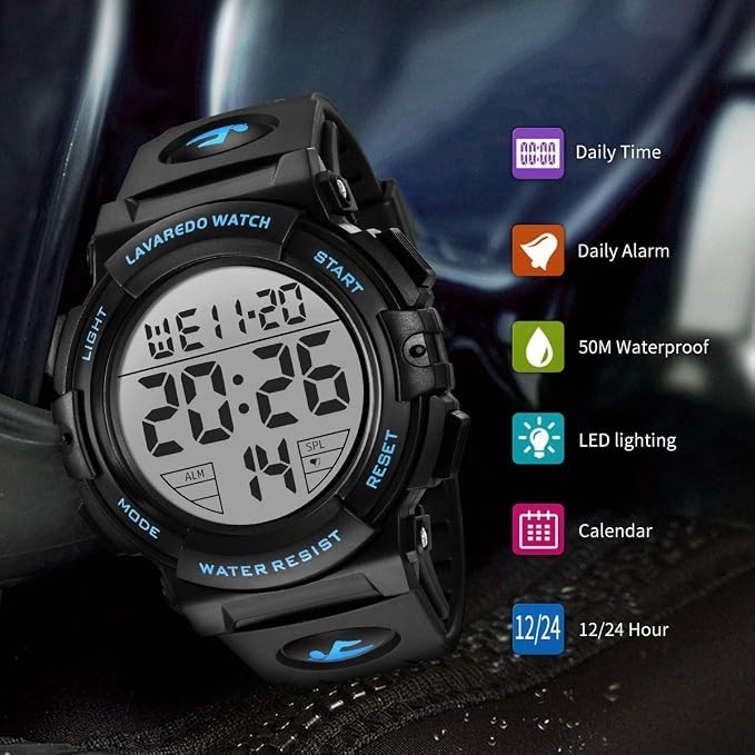 Mens Digital Watch Sports Military Watches Waterproof Outdoor Chronograph Wrist